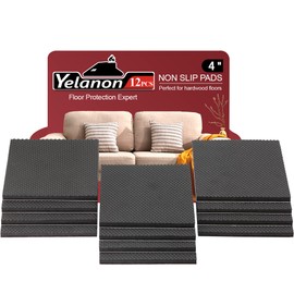 Yelanon Non Slip Furniture Pads -12pcs 4" Grippers Hardwood Floors Non Skid for Furniture Legs,Self Adhesive Rubber Furniture Feet, Anti Slide Furniture Floors Protectors for Keep Couch Stoppers