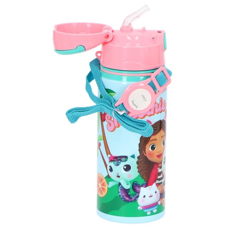 CARTOON Gabby's Dollhouse Aluminium Drinking Bottle with Straw 600 ml