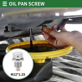 Motoforti Universal Oil Pan Screw Oil Drain Plug Sump Drain Nut Bolt, M12x1.25, Aluminium Alloy, Silver Tone, 1 Set