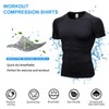 Black Compression Shirts Men Cool Dry Workout Running Shirts Sports