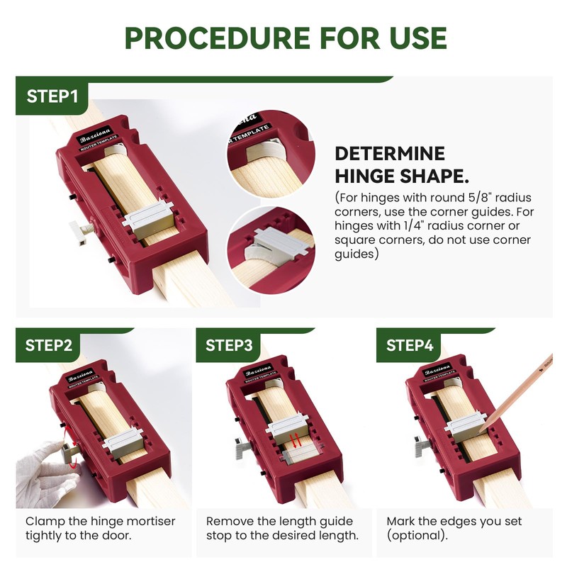 Door Hinge Jig, Door Hinge Mortiser for Router, Length 3”