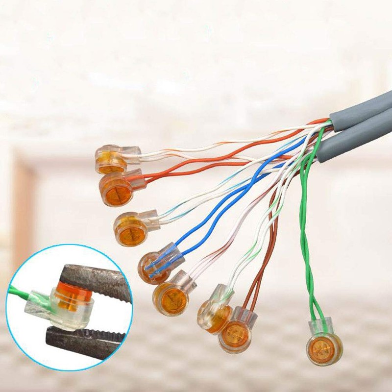 BUYGOO 200PCS Waterproof Gel-Filled Orange Clear Button Telephone Wire Connectors