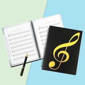 Music Note Pattern Music Sheet Holder, A4 Size Music Sheet Folder, Music Sheet Storage Box, Music Accessories for Home & School & Office:_Pink_40 Pockets
