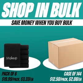 Arkwright Makeup Remover Wash Cloth - (Pack of 6) 100% Cotton Soft Quick Dry Fingertip Face Towel Washcloths for Hand and Make Up, 11 x 17 in, Black