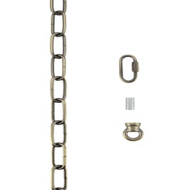 Aspen Creative 21116-51,Steel 15 Feet Heavy Duty Chain & Quick Link Connector for Hanging Up Maximum Weight 50 Pounds-Lighting Fixture/Swag Light/Plant in Antique Brass.9 Gauge.