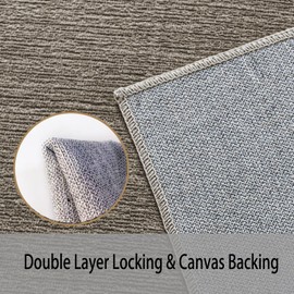 Ceneco Short Pile Rug,Taupe Rugs Living Room, Modern Indoor Thin Rugs for Bedroom, Low Pile Washable Area Rug for Dining Room, Office,Lounge (Taupe, 60×120m)