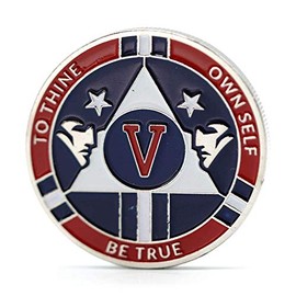MYRECOVERYSTORE Red and Blue Patriotic Yearly AA Medallion Large Sized w/Coin Capsule Red and Blue Alcoholics Anonymous AA Chip 1-50 Years (Year 5)