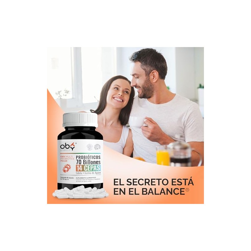 Probioticos 70 Billones de 14 Cepas Prebioticos Inulina de Agave