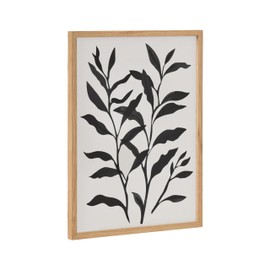 Kate and Laurel Modern Botanical Matisse Inspired Silhouette Framed Wall Art by The Creative Bunch Studio, 12x16 Natural, Black and White Floral Art for Wall