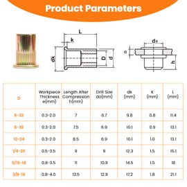 HARDELL Rivet Nut，Rivet Nuts Assortment Kit 330 Pcs - Carbon Steel Rivnut Set Flat Head Nutsert with Durable Case for Home, Automotive, Marine & Industrial Use