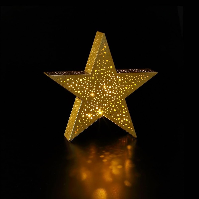 Noma Light-Up Warm White Metal Gold Star, 29 cm (Pack