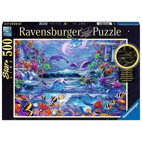 Ravensburger 15047 Moonlit Magic 500 Piece Glow in The Dark Puzzle for Adults - Every Piece is Unique, Softclick Technology Means Pieces Fit Together Perfectly