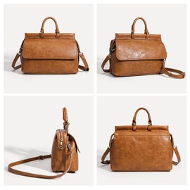 Crossbody Purses for Women Multi Pocket Casual Shoulder Bag Vegan Leather Trendy Handbag(brown)