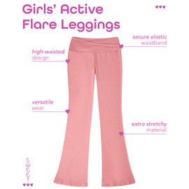 Sweet Hearts Girls Leggings - Athletic Yoga Pants High Waisted Flare Leggings for Girls - Made in USA (Sizes: 5-18), Size 5-6, Baby Pink