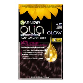 Garnier Olia Glow Permanente Haarfarbe, ohne Ammoniak, mit natürlichen Blütenölen, helles Aschbraun (4.12)