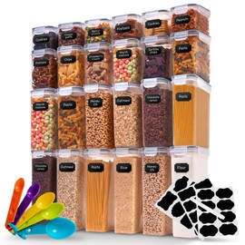 Cheer Collection Airtight Food Storage Containers, Kitchen Storage Containers, Food Storage Containers with Lids Airtight, Durable Plastic Pantry Storage for Dry Foods, Pasta, and More, Set of 24