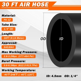 EilxMag Air Line Kit for Air Spring Bag Suspension with Fittings, 30 FT PA Hose Truck Airbag Line with 1/4 NPT DOT Air Fittings, Replacement Valve for Airbag Suspension in Semi Truck Trailer