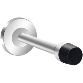 Door Stopper, 5 inch Long Door Stop Stainless Steel Door Stops Wall Mounted with Sound Dampening Rubber Tip Wall Protector Brushed Door Stop for Prevent Door Slamming, Brushed Nickel Silver