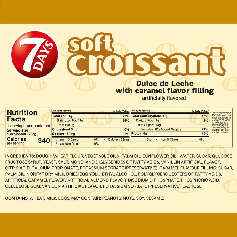 7Days Soft Croissant, Caramel - Dulce De Leche, Breakfast Pastry,