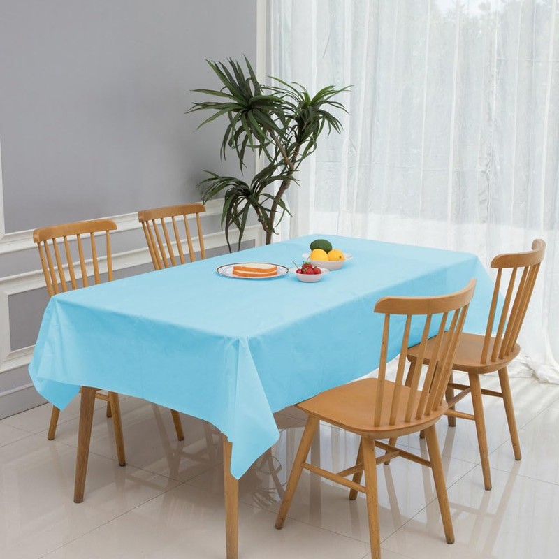 RCFFDL Baby Blue Plastic Tablecloth (2 Pack), 54 x 108