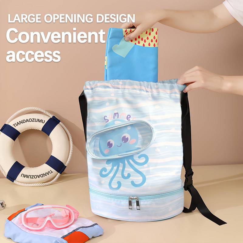 Kids Swimming Bag，Double-Layer Swimming Bag Kids ，Waterproof Compartment Design，Dry and