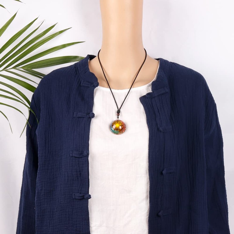 7 Chakra Gemstone Reiki Healing Crystals Chakra Orgonite Pendant Necklace