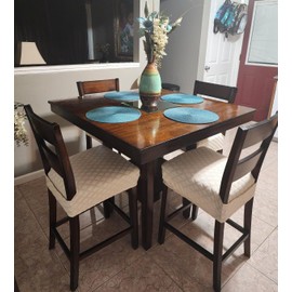 SearchI Stretch Dining Chair Seat Covers Set of 6, Soft Removable Washable Seat Covers for Dining Chairs, Dining Room Seat Cover Slipcover Protector (Rear-Covered, Beige Diamond Jacquard)