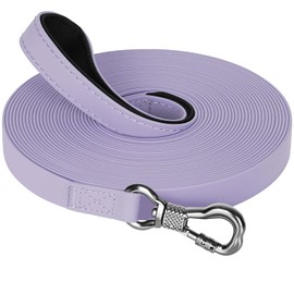 X XBEN Waterproof Recall Lead for Dogs, 3 m, 5 m, 10 m, 15 m, 20 m, 30 m, Rubberised Recall Lead with Lockable Carabiner, Dog Lead for Small, Medium, Large Dogs, Robust Training Lead, Light Purple