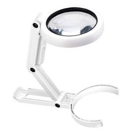 Illuminated 8 LED Magnifying Glass with 8x and 5x Magnification Reading Magnifier on Base Flexible and Swivelling