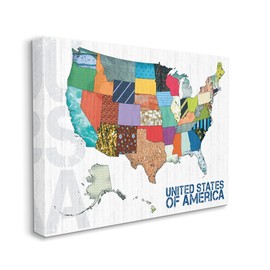 Stupell Industries United States of America Map Quilted Pattern Borders