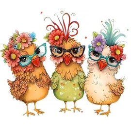 Generic 5D Hen Diamond Painting Kits for Adults, DIY Chicken Diamond Art Kits for Beginners Round Full Drill Diamond Painting for Home Wall Decoration Gift 12×12inch, Butterfly