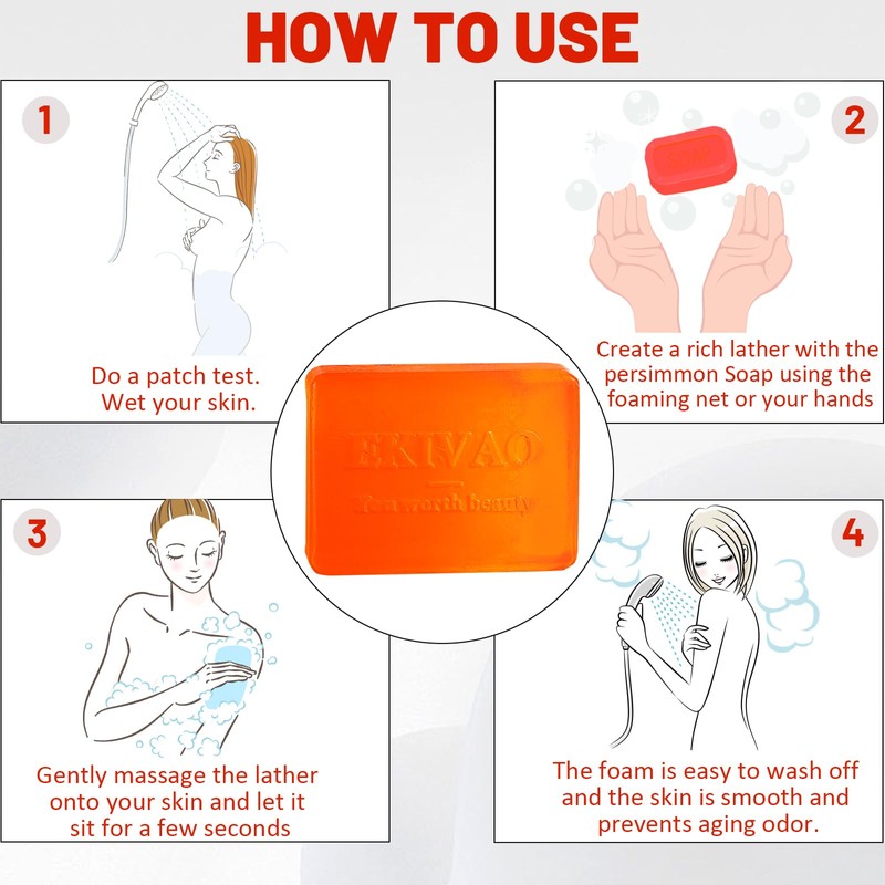 6 PCS Persimmon Soap Bar for for Old People Smell,