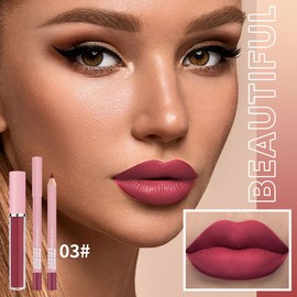 KXmzeG Matte Lip Liner Lip Gloss Set, Long Lasting Waterproof Lip Gloss Set, Long-Lasting And Hydrating Beauty Daily Cosmetics Gift for Girls,High Pigment Not Easy to Lip Stains, Light Red