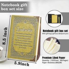 Leadership Gift Leadership Definition A5 Notebook with a Pen Gift Bag and Gift Box Mentor Gift Boss Gift Leader Appreciation Gift,1 Pack (Yellow) (Leadership-YellowCA)