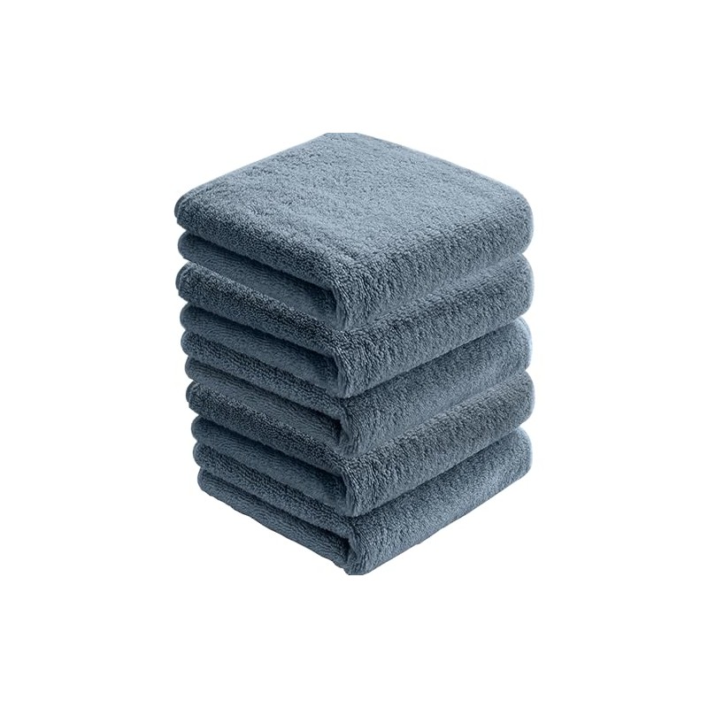 AYO Face Towels, Hotel Specifications, Set of 5, Smoke Blue,