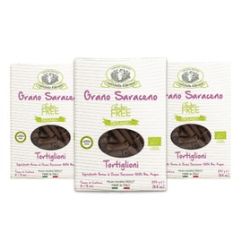Rustichella d'Abruzzo Organic Buckwheat Tortiglioni (Pack of 3), 250g Each - Gluten-Free Pasta with Distinct Buckwheat Flavor - Artisan Pasta from Italy