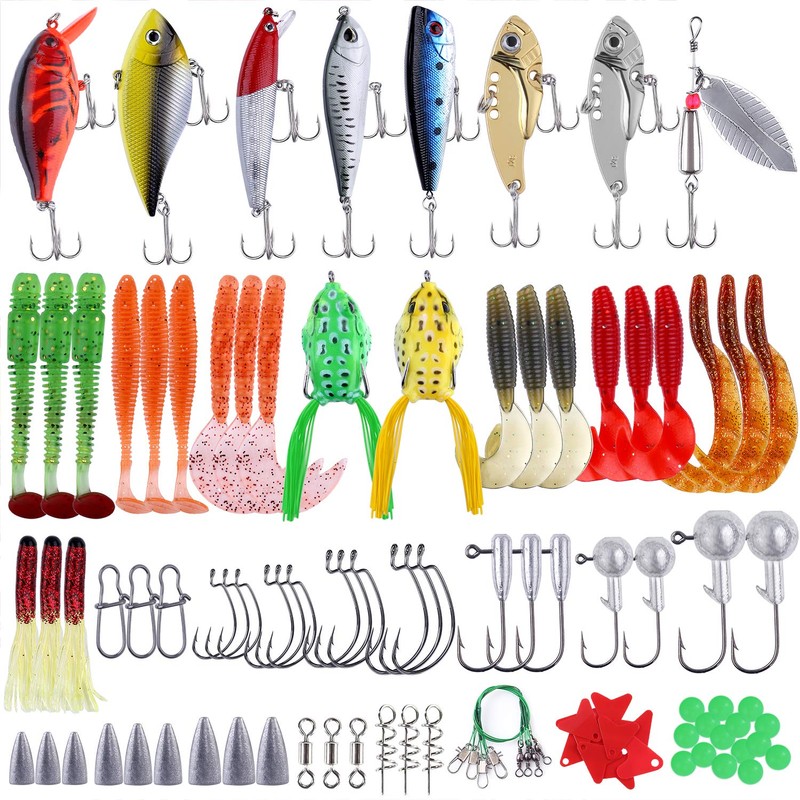 PLUSINNO Fishing Lures Baits Tackle Including Crankbaits, Spinnerbaits, Plastic Worms,