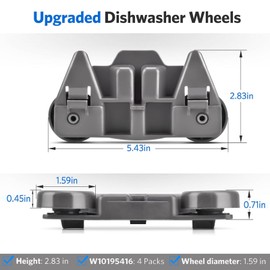 Simin 4 PCS W10195416 Dishwasher Wheels Compatible With Whirlpool Kenmore Maytag, Kitchenaid Dishwasher wheels lower rack Dishwasher Rack Wheels Replaces AP5983730, PS11722152, W10195416VP