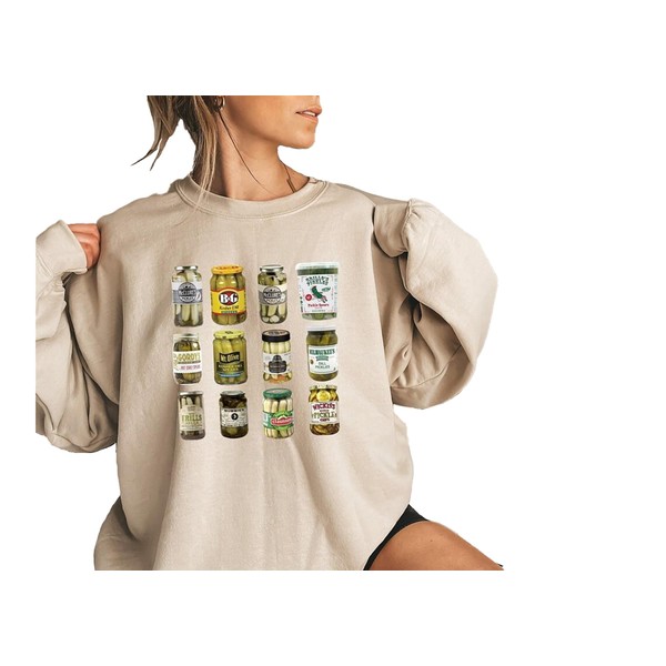 Vintage Canned Pickle Crew Sweatshirt, Women Pickle Jar Sweatshirt Fun