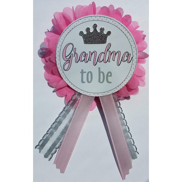 Grandma to Be Pin Princess Pink Baby Shower It's a Girl for Nona to wear, Pink & Silver, Baby Sprinkle