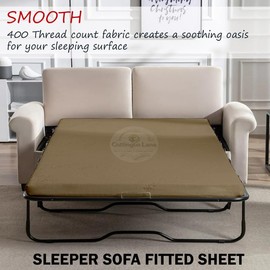 Sleeper Sofa Fitted Sheet Full Size - 100% Egyptian Cotton - 6 Inch Deep Fitted Full Size Sleeper Sofa Sheets - Sofa Sleeper Fitted Sheet Only, Full Sofa Bed/Pullout Couch Bottom Sheet(Taupe)
