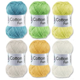 Gründl Cotton Fun Wool 100% Cotton SET Pastel Mix Pack of 6 300 g