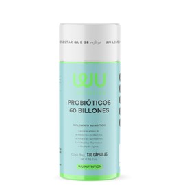 WU Nutrition PROBIOTICOS 60 BILLONES | Probióticos + Prebióticos • 3 Cepas • Lactobacilos • Inulina de Agave | 120 cápsulas | 2 meses de consumo | Suplemento Premium