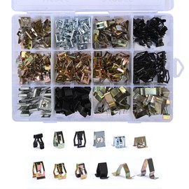 aleawol Pack of 240 Interior Trim Mounting Metal Clip, Metal Trim Panel Spring Clip Car Front Console Dash Metal Clip with Box Set for All Cars