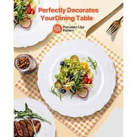 Plastic Disposable Plates 100 Pcs White Plastic Plates Heavy Duty Dinner Dessert