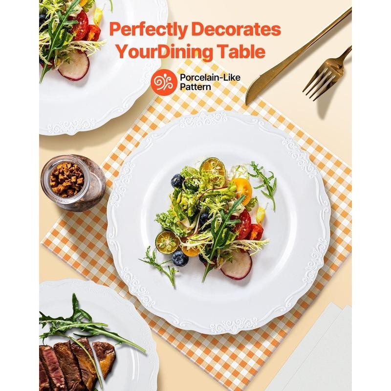 Plastic Disposable Plates 100 Pcs White Plastic Plates Heavy Duty