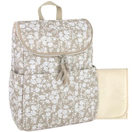Multi-Function Floral Diaper Backpack and Travel Nappy Baby Bag with Changing Pad and Stroller Straps (Freshly Floral)