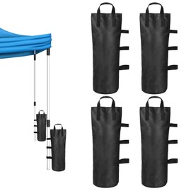 Pack of 4 Sandbags for Filling, Gazebo Sandbags Weights 1680D Oxford Sandbags for Weighting, Sandbag Weighing with Long Belt for Pop-Up Flat Gazebo Tent Parasol (Black)