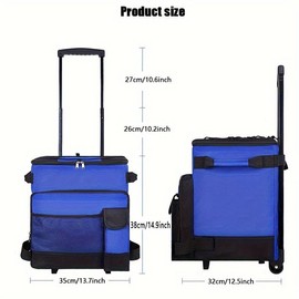 2024 Portable 43L Insulated Cooler on Wheels - Spacious, Foldable, Leak-proof for Outdoor Picnics, Camping & Fishing - Color: Blue