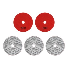 HARFINGTON 5pcs Diamond Polishing Pads 4" Grits 500 Wet/Dry Polish Pad for Stone Concrete Marble Countertop Quartz for Polisher Grinder